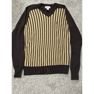 Original Penguin Lambswool V-Neck Sweater Mens XXL Brown Striped Munsingwear